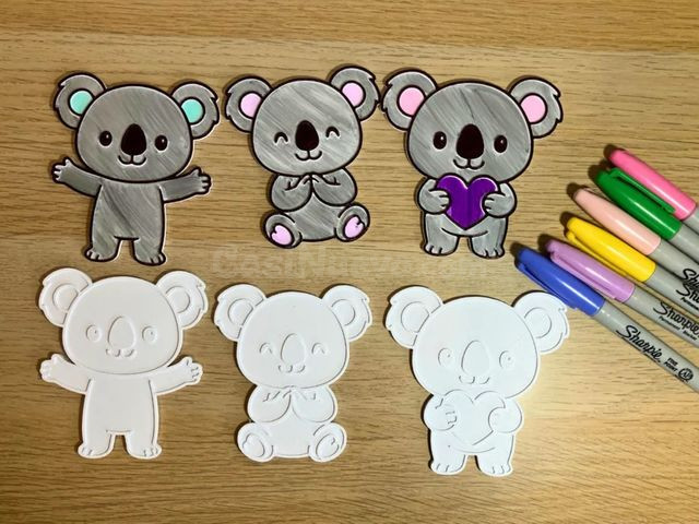 Set de Koalas para Colorear con Soporte  ¡Creatividad Adorable!