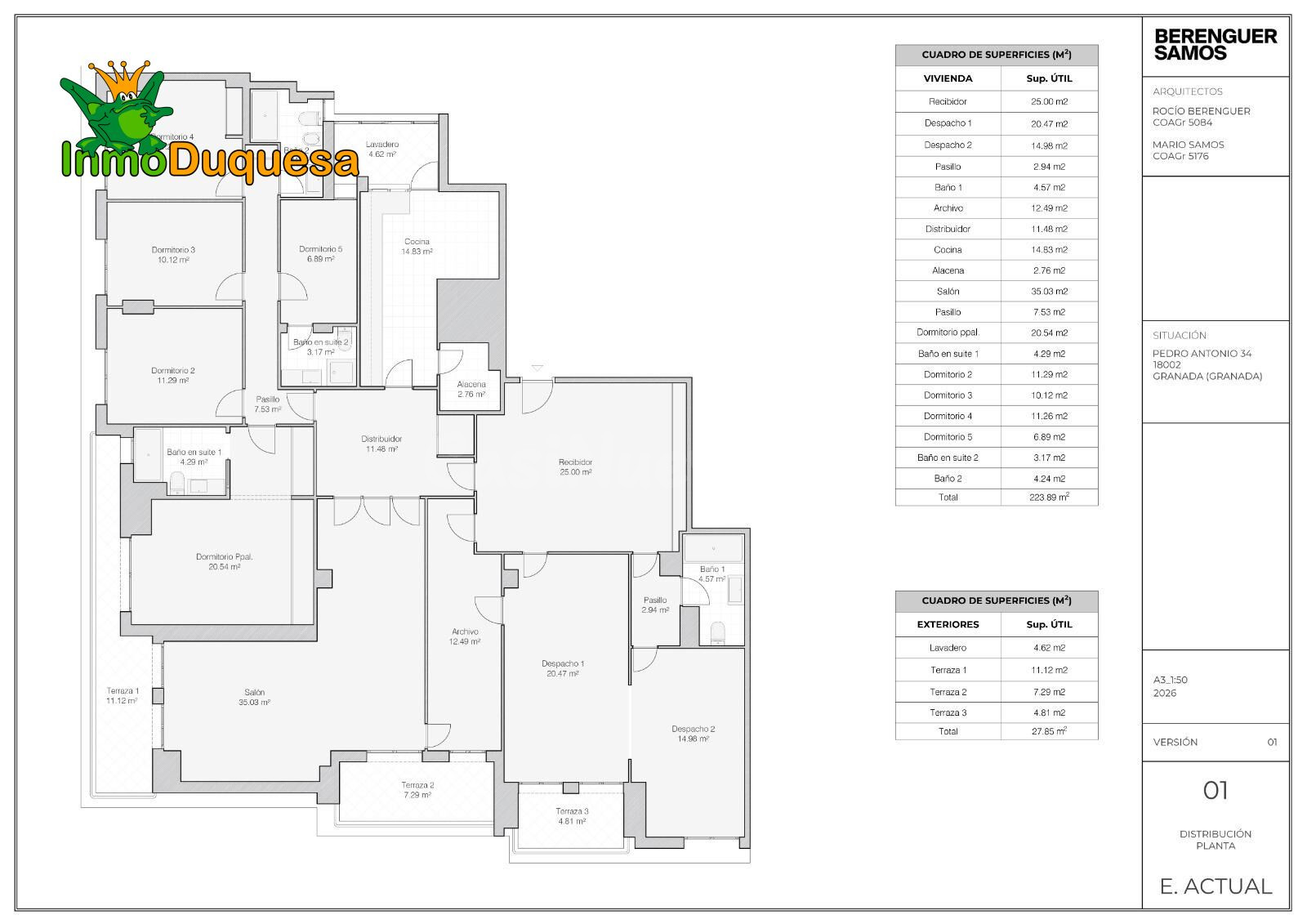 Gran piso de 327 m2 en pleno centro de Granada (con 2 plazas de garaje y trastero) - foto 2