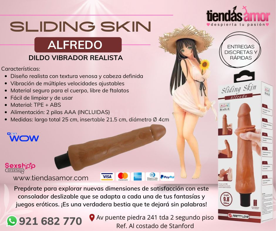 Vibrador Sliding Skin Alfredo 25 Cm/juguetes lubricantes pot