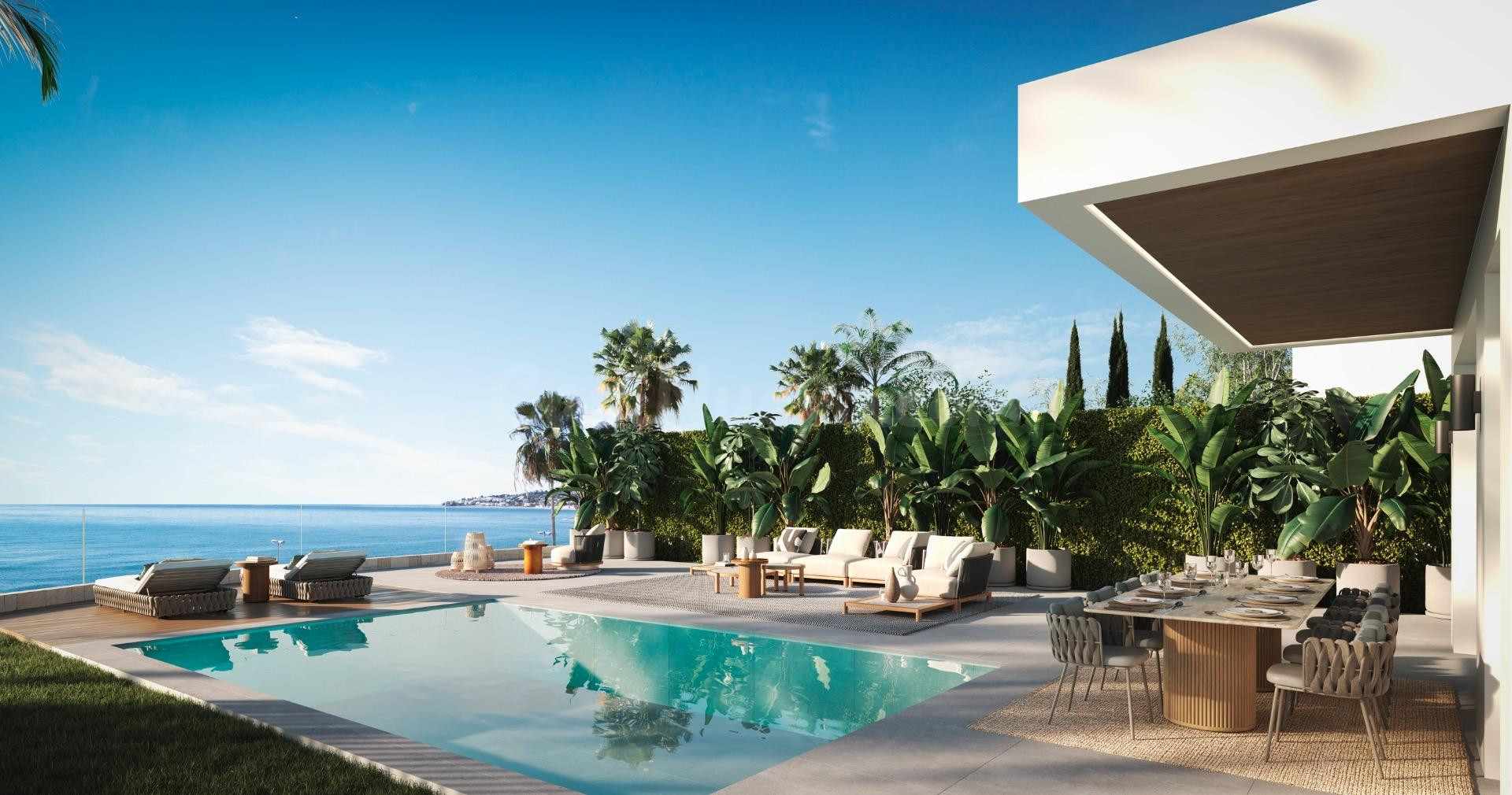 PROMOCIÓN DE OBRA NUEVA DE 3 VILLAS DE LUJO EN MIJAS COSTA CON VISTAS AL MAR EN 1ª LÍNEA DE PLAYA