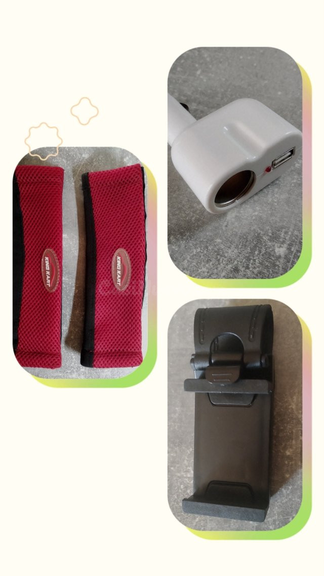 Almohadillas Cinturón Coche+Cargador+Soporte movil