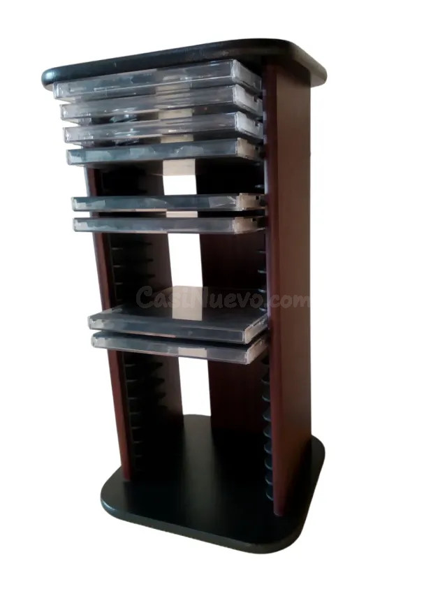 Estante para CDs de madera y plástico