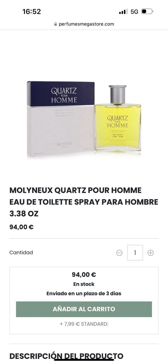 Perfume Quartz Pour Homme – Eau de Toilette 3.4 oz en Malgrat de Mar - foto 3