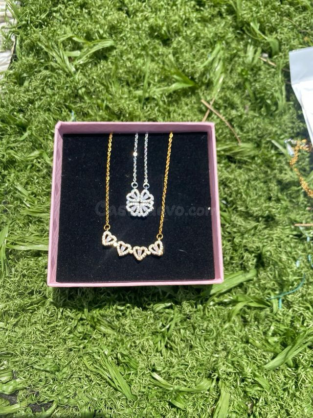 Pendiente Trébol Amor con Corazones – Oro 18k / Plata 925 – Malgrat