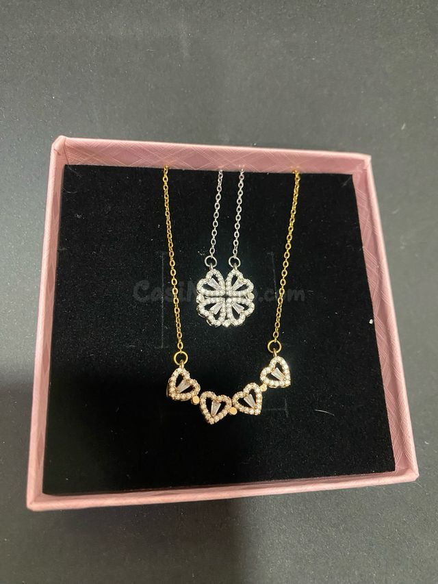 Pendiente Trébol Amor con Corazones – Oro 18k / Plata 925 –  - foto 3
