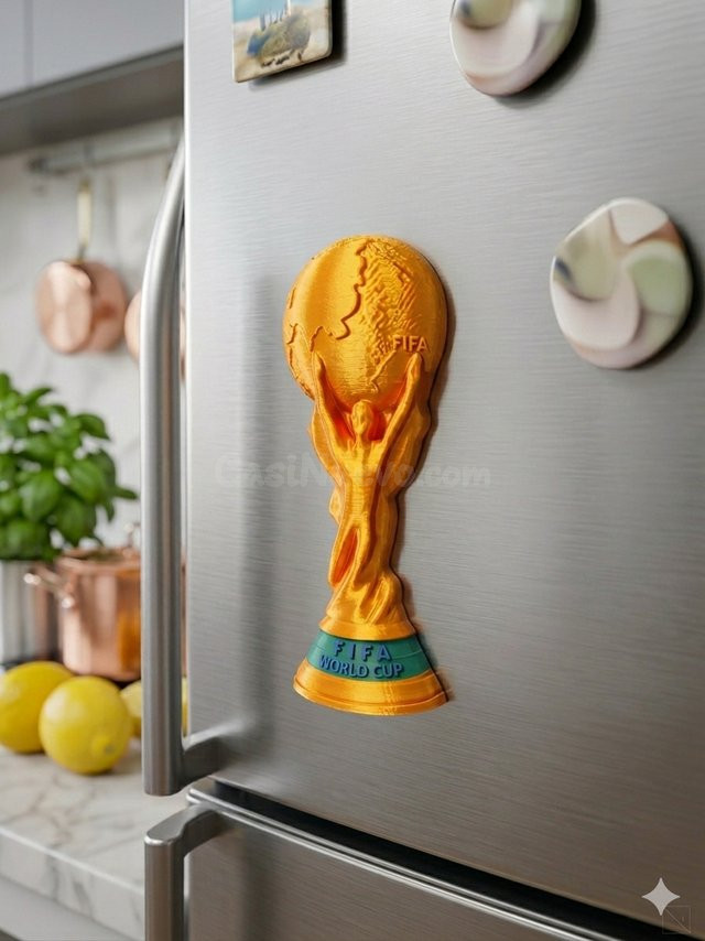 Trofeo Copa Mundial 2026 Imán Nevera - Colección Oficial 3D España