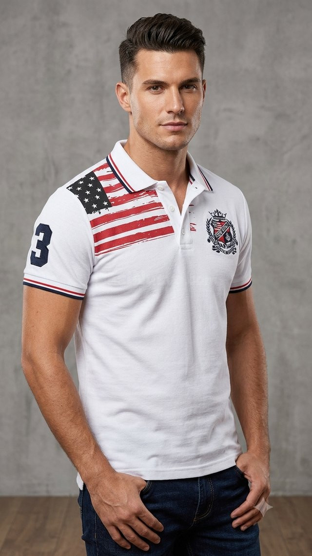 Polo inspirado bandera USA Talla M en Gijón