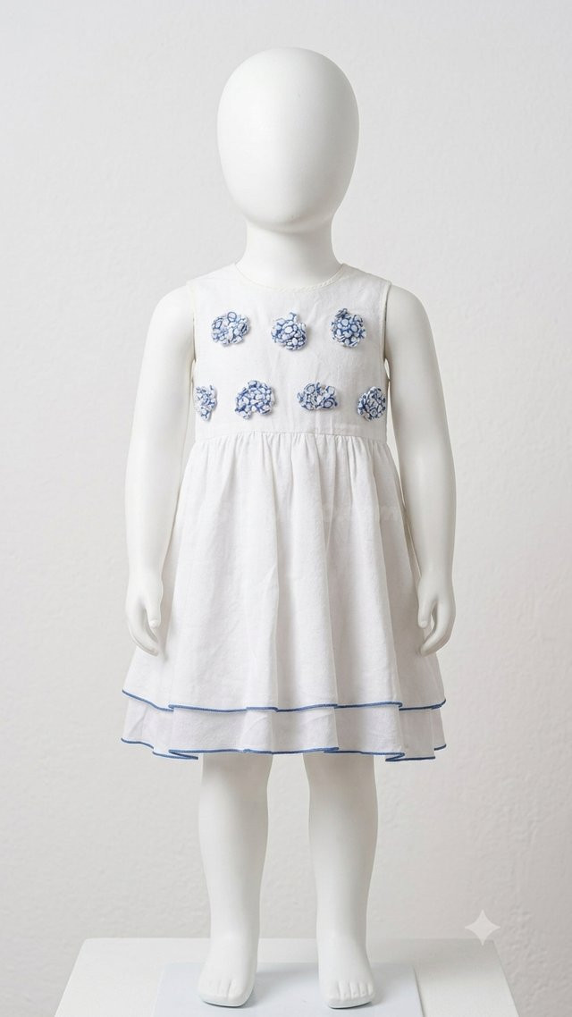 Vestido infantil floral azul para niñas en Gijón