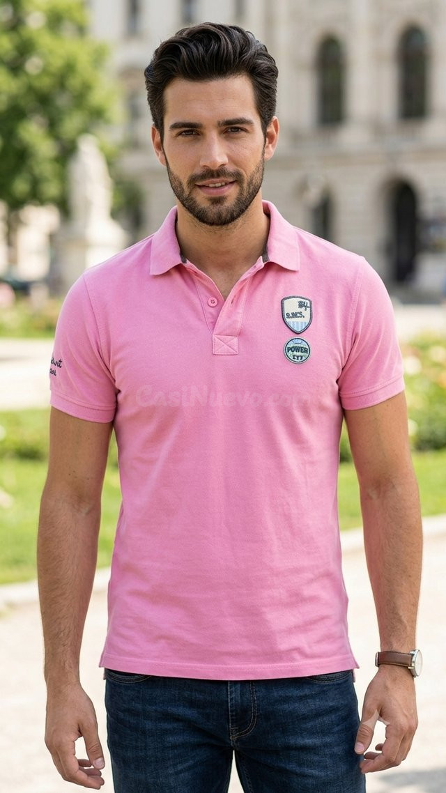 Polo rosa corto para hombres en Gijón