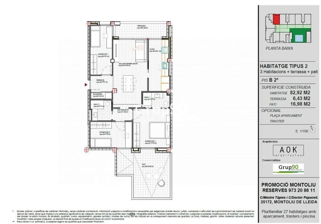RESIDENCIAL MONTOLIU. PISO 3 habitaciones. CON PARKING Y TRA - foto 14