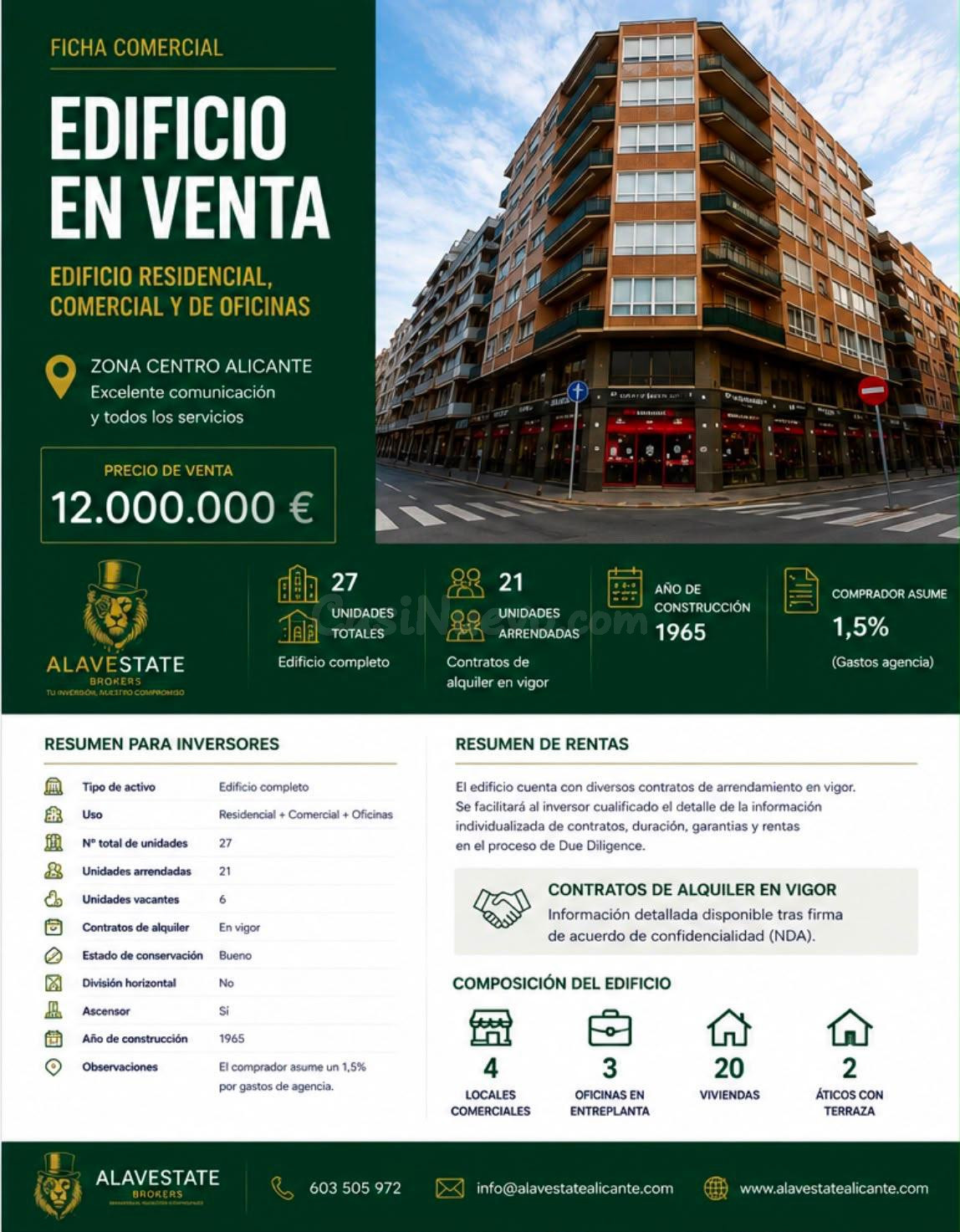 EDIFICIO COMPLETO EN VENTA EN EL CENTRO DE ALICANTE – OPORTUNIDAD PARA INVERSORES - foto 2