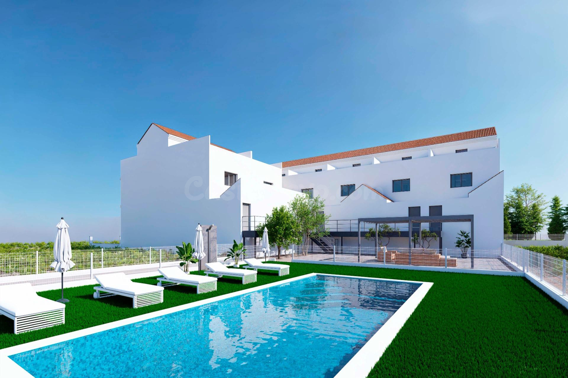 Modernas casas adosadas con solárium y sótano en Rafal, Alicante