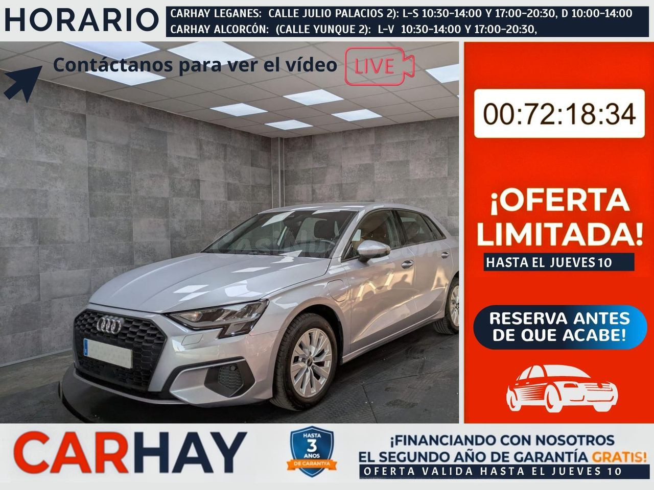 Audi A3 Sportback híbrido enchufable en Leganés con equipamiento premium