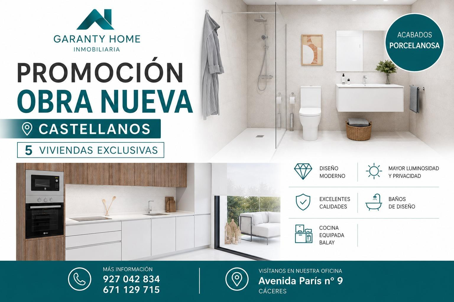 PROMOCIÓN DE 5 VIVIENDAS DE OBRA NUEVA – ZONA CASTELLANOS, C