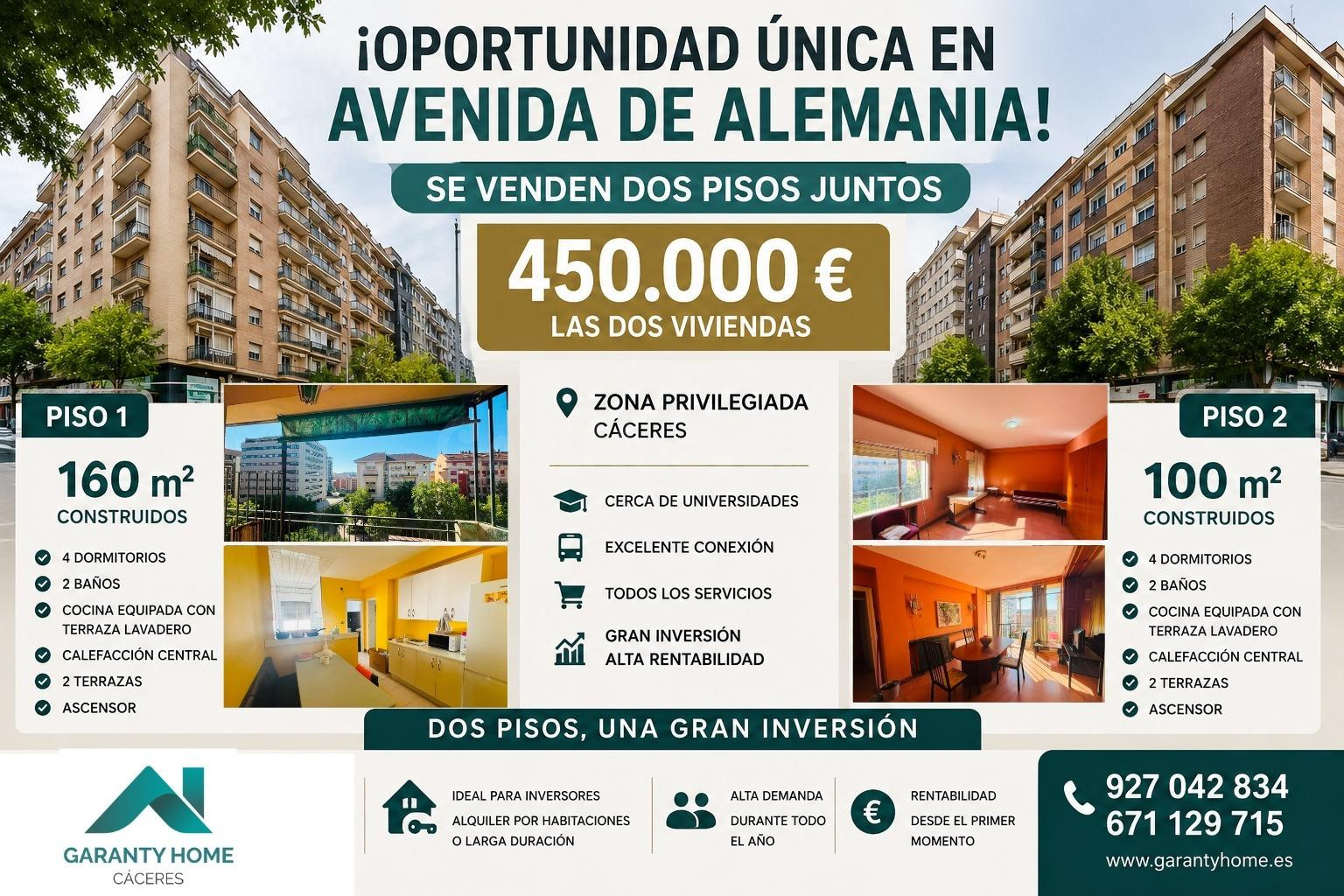 ¡INVERSIÓN ÚNICA EN AVENIDA DE ALEMANIA, CÁCERES!