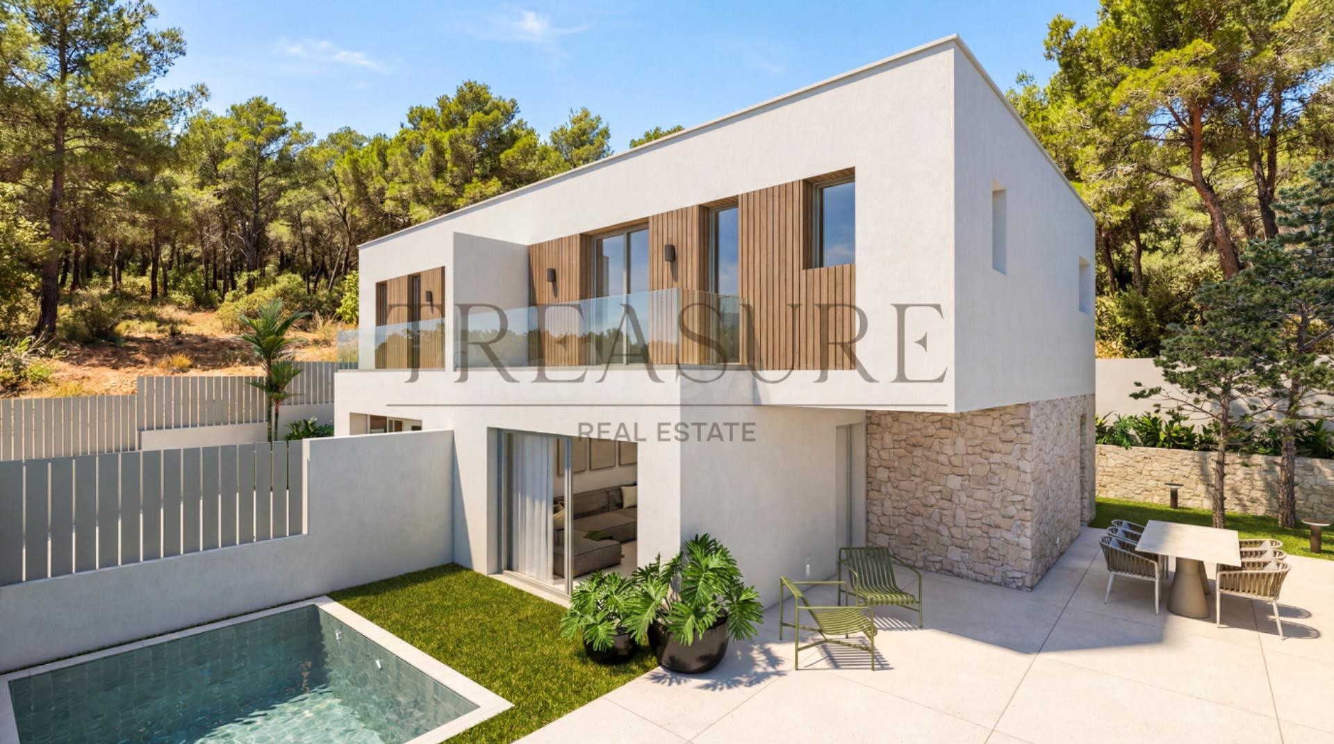 Chalet pareado de obra nueva con piscina privada en Montepin