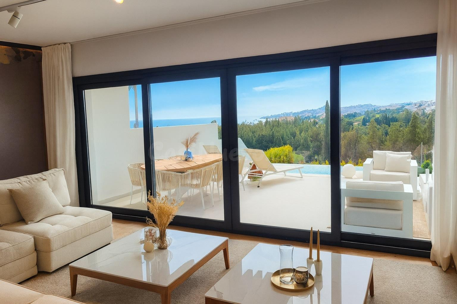 Adosado de 4 dormitorios con jardín privado y vistas al mar junto a Chaparral Golf
