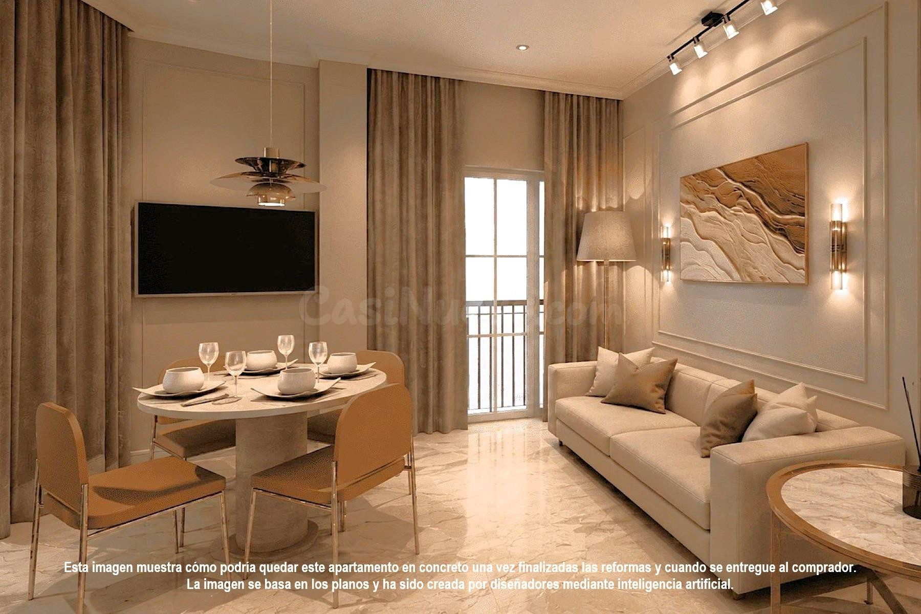 Apartamento céntrico, luminoso y renovado con estilo (39,3 m2 – 1.ª planta). Balcón al este, a solo 950 m de la Playa del Cura, ¡y con licencia turística!