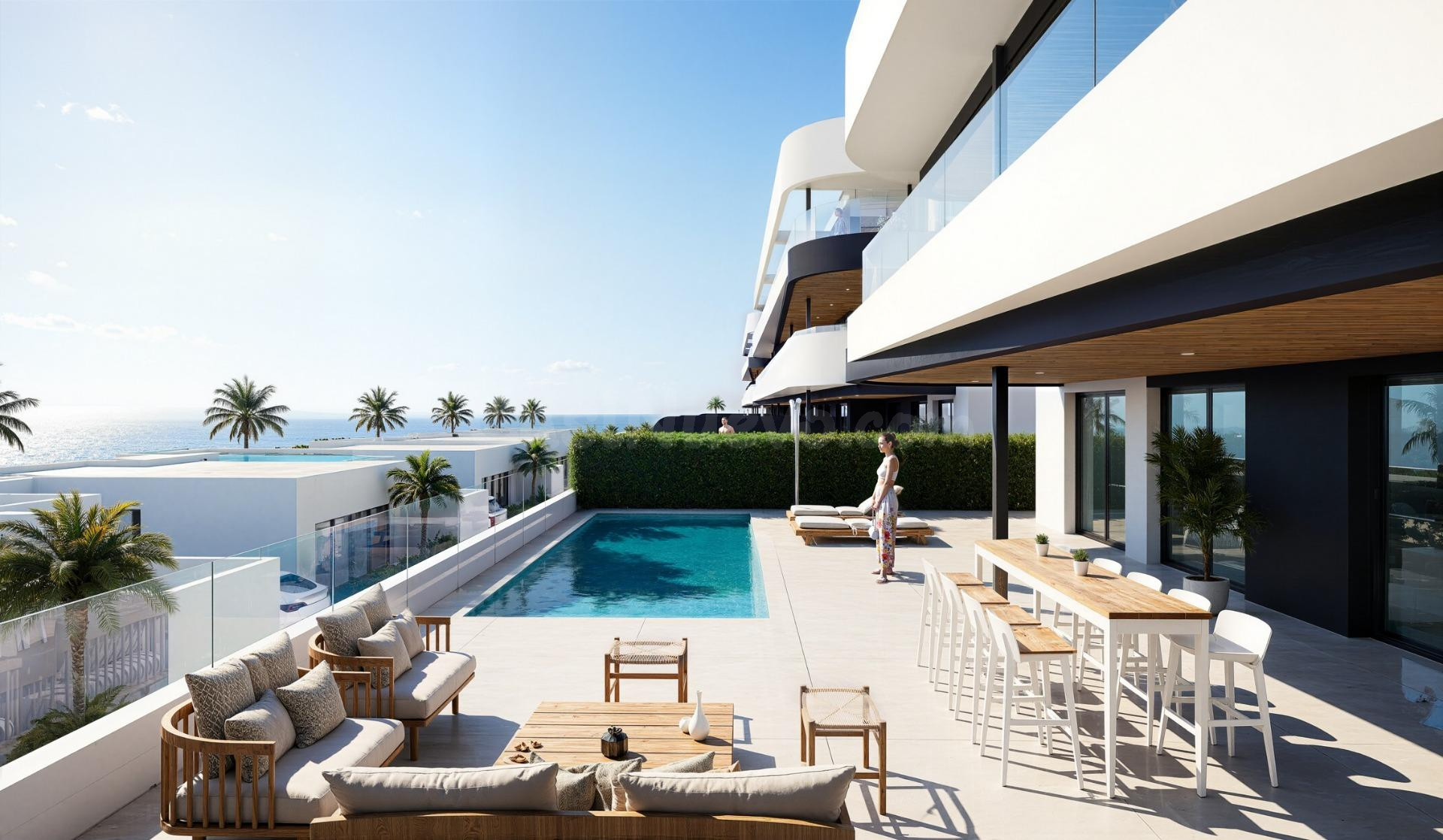 Apartamentos y villas de nueva construcción frente al campo de golf La Serena Golf en Los Alcázares