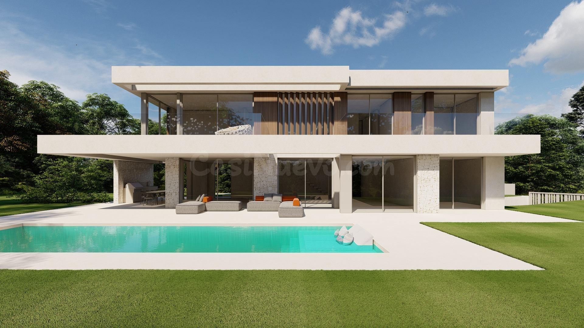 Proyecto de villa de lujo en una parcela orientada al sur co