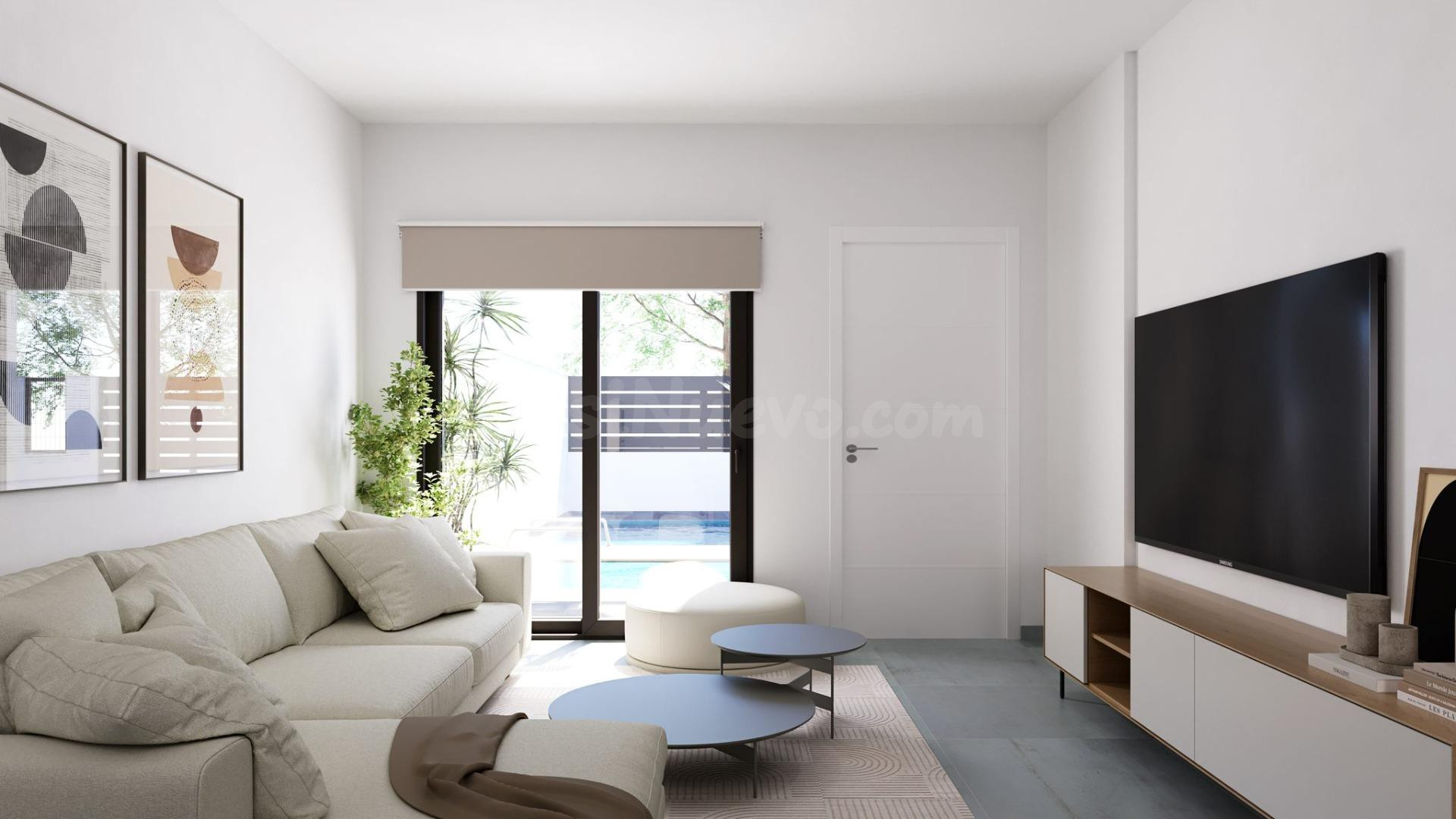 Residencial de viviendas adosadas con piscinas privadas en T