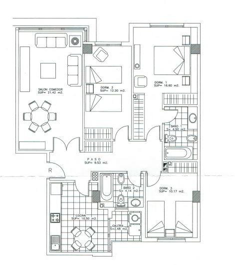 Piso 3 habitaciones 122m² en venta - Centro