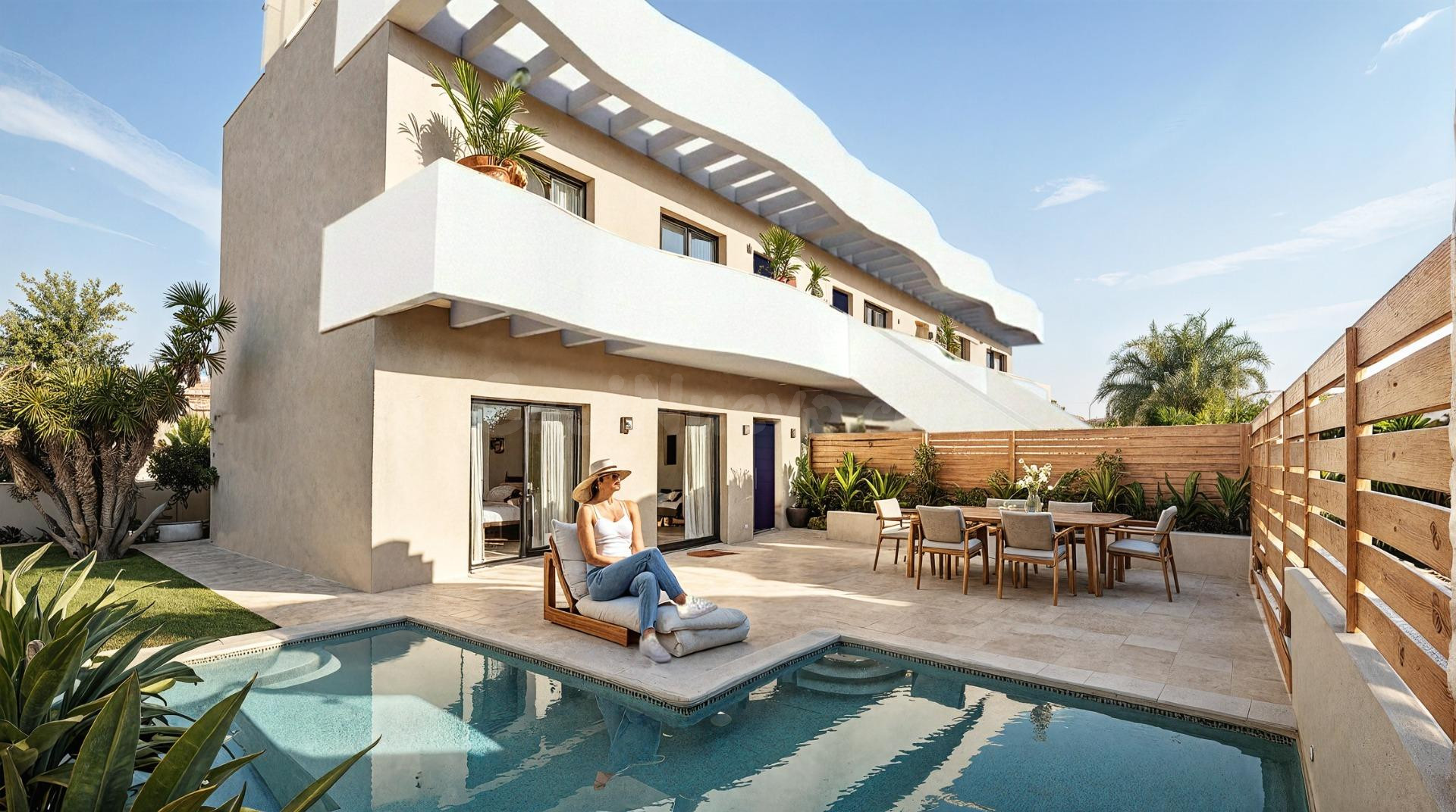 Bungalows de nueva construcción de estilo boutique con pisci