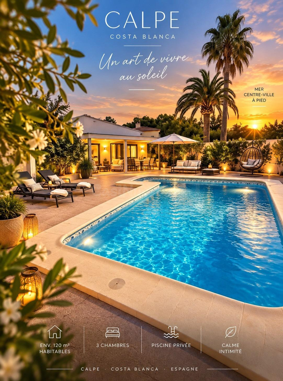 CALPE — VILLA CON PISCINA A POCA DISTANCIA A PIE DEL CENTRO DE LA CIUDAD Y DE LA PLAYA