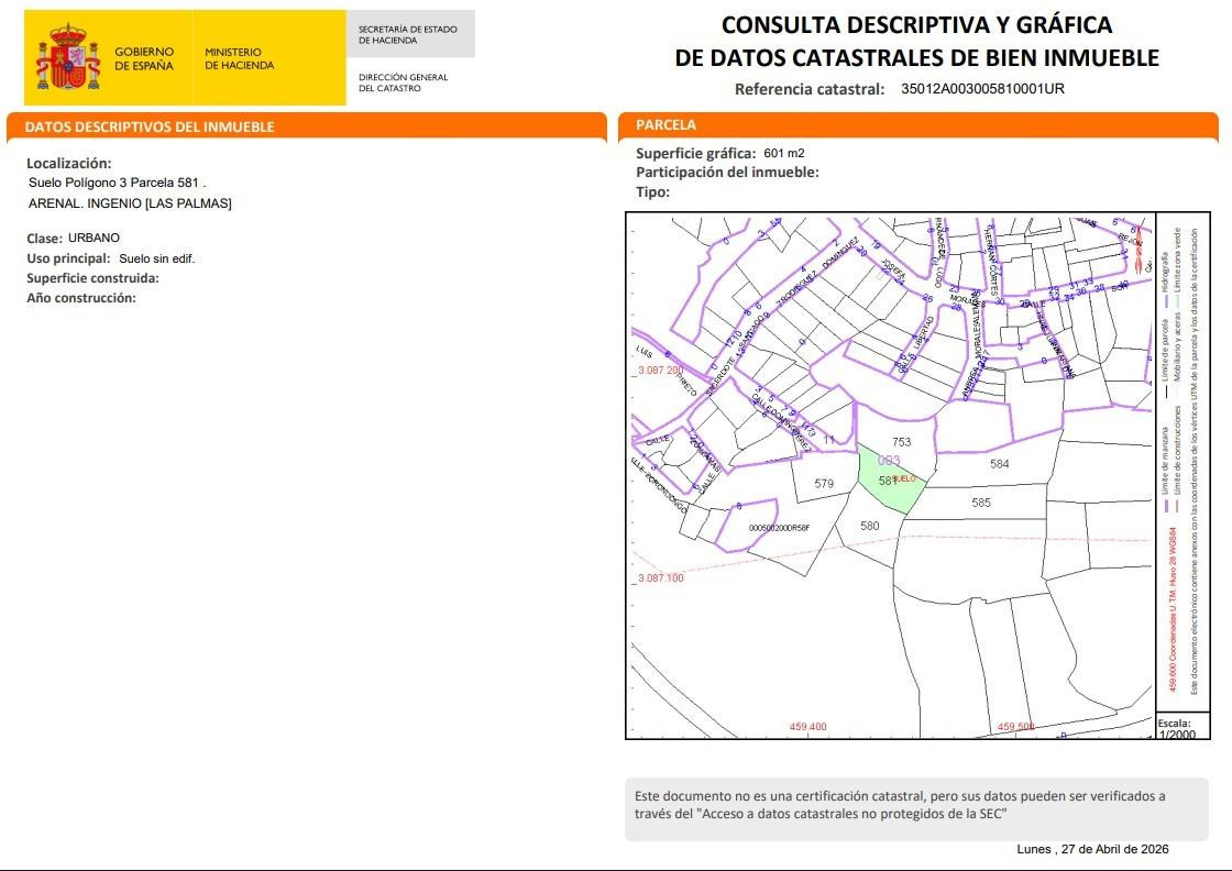 Solar urbano no consolidado de 419,86 m2 en Carrizal - foto 2