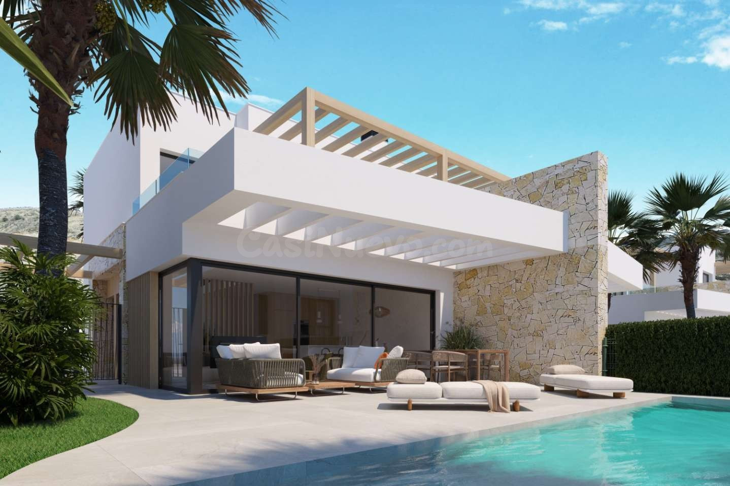 Villa de lujo pareada con parcela y piscina privada y vistas