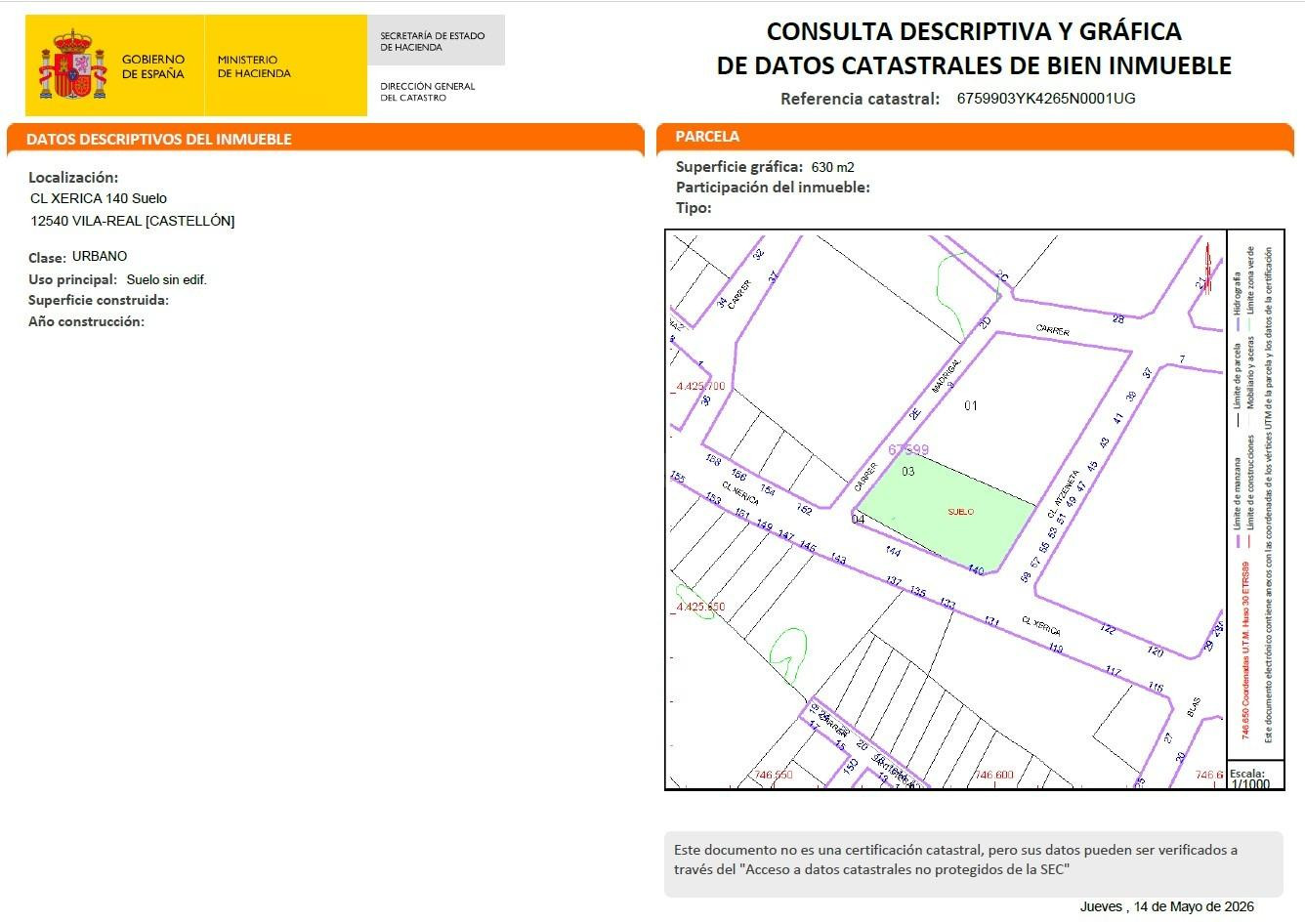 Terreno urbano en venta - Madrigal
