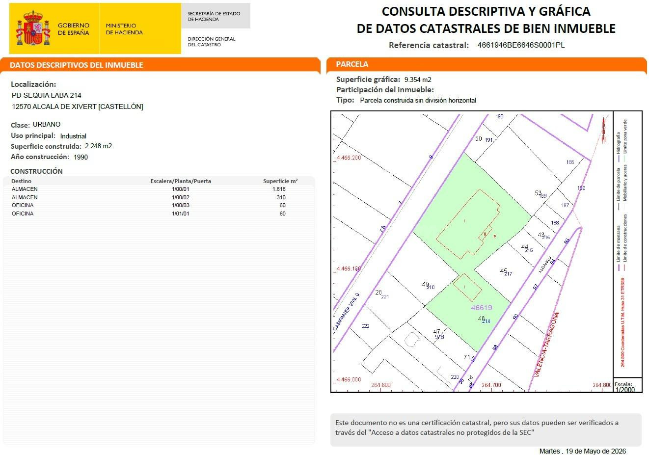Terreno industrial 2248m² en venta - Costa del azahar