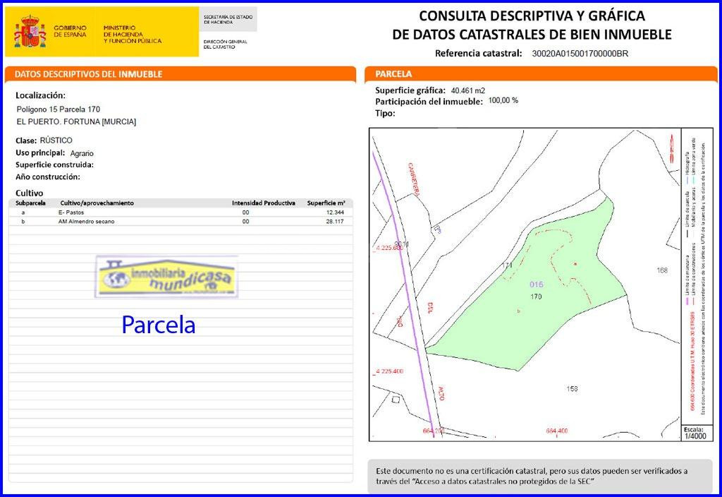 Finca rústica cerca polígono de Fortuna