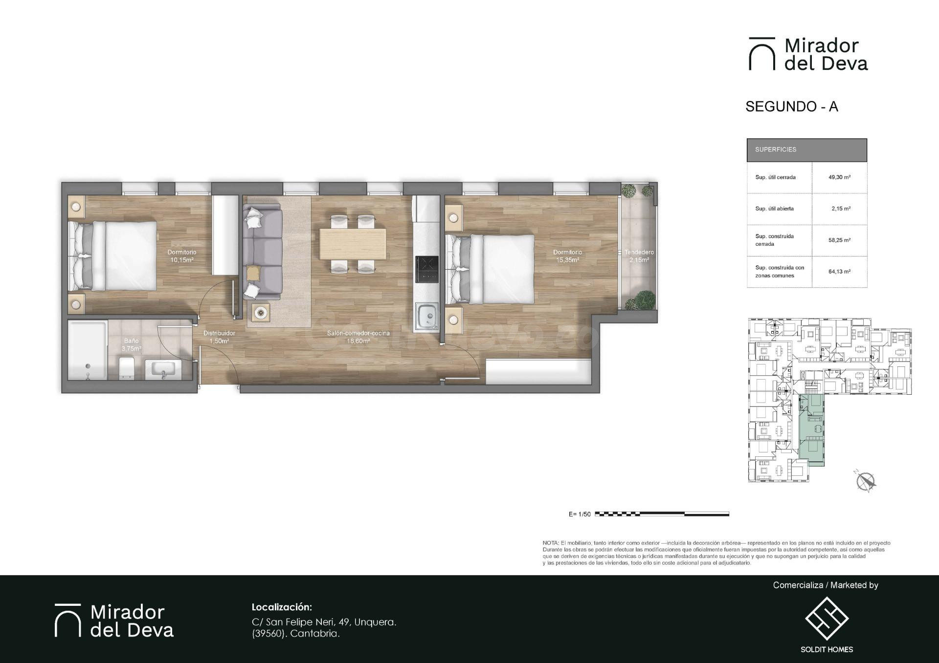 Piso 2 habitaciones 58m² en venta - Unquera