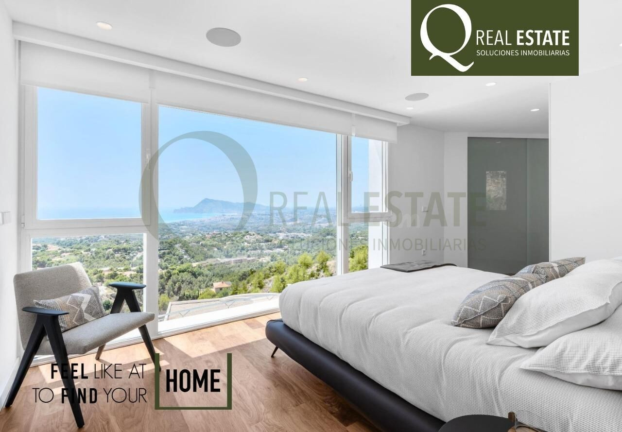 Villa  Blanc Altea de lujo 4 niveles   con vistas al mar, pi