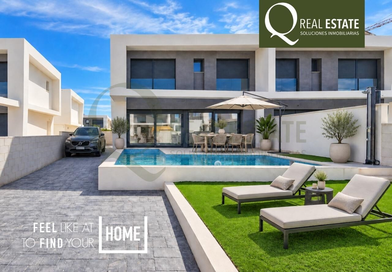 Chalet en Gran Alacant con piscina privada, jardín y amplias