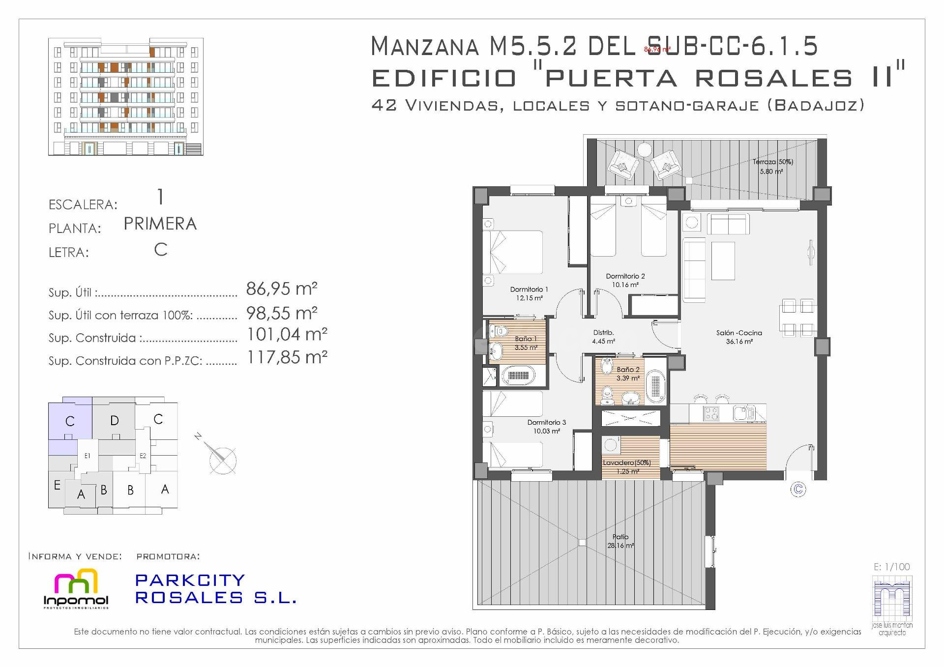 ¡¡¡VIVE EL CONFORT!!! VIVIENDA DE 3 DORMITOROS CON TERRAZA Y PATIO EN EDIFICIO CON PISCINA Y GIMNASIO