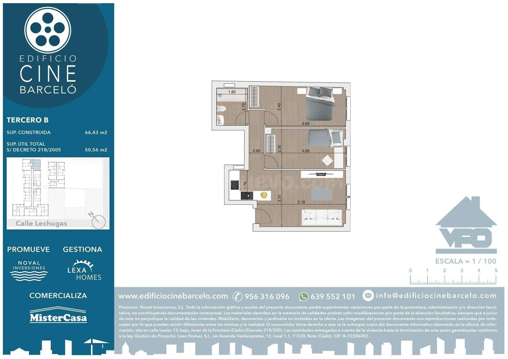EXCLUSIVA! OBRA NUEVA. PISO 2 habitaciones en C/ Lechugas - foto 3