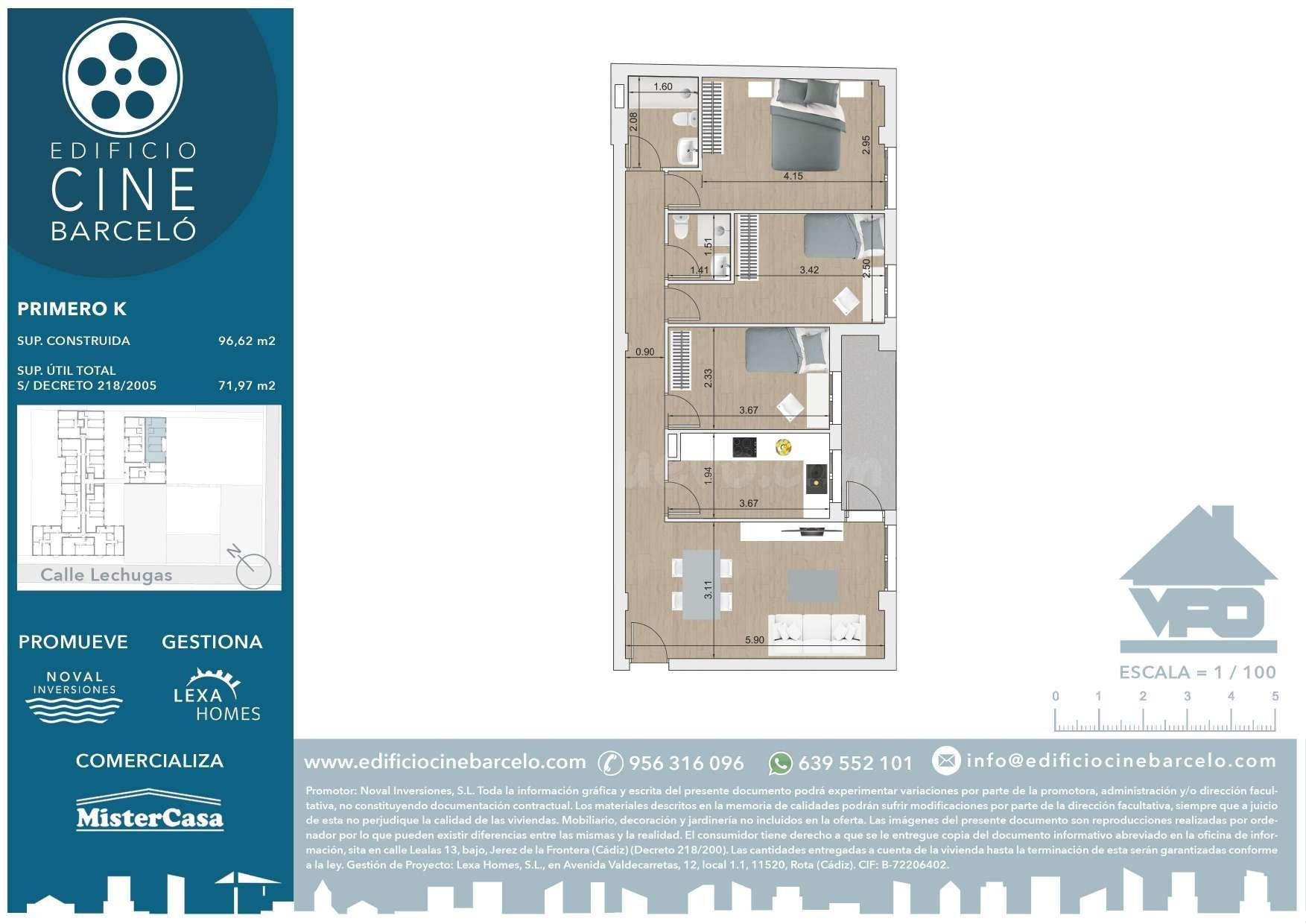 EXCLUSIVA! OBRA NUEVA. PISO 3 habitaciones en C/ Lechugas - foto 3