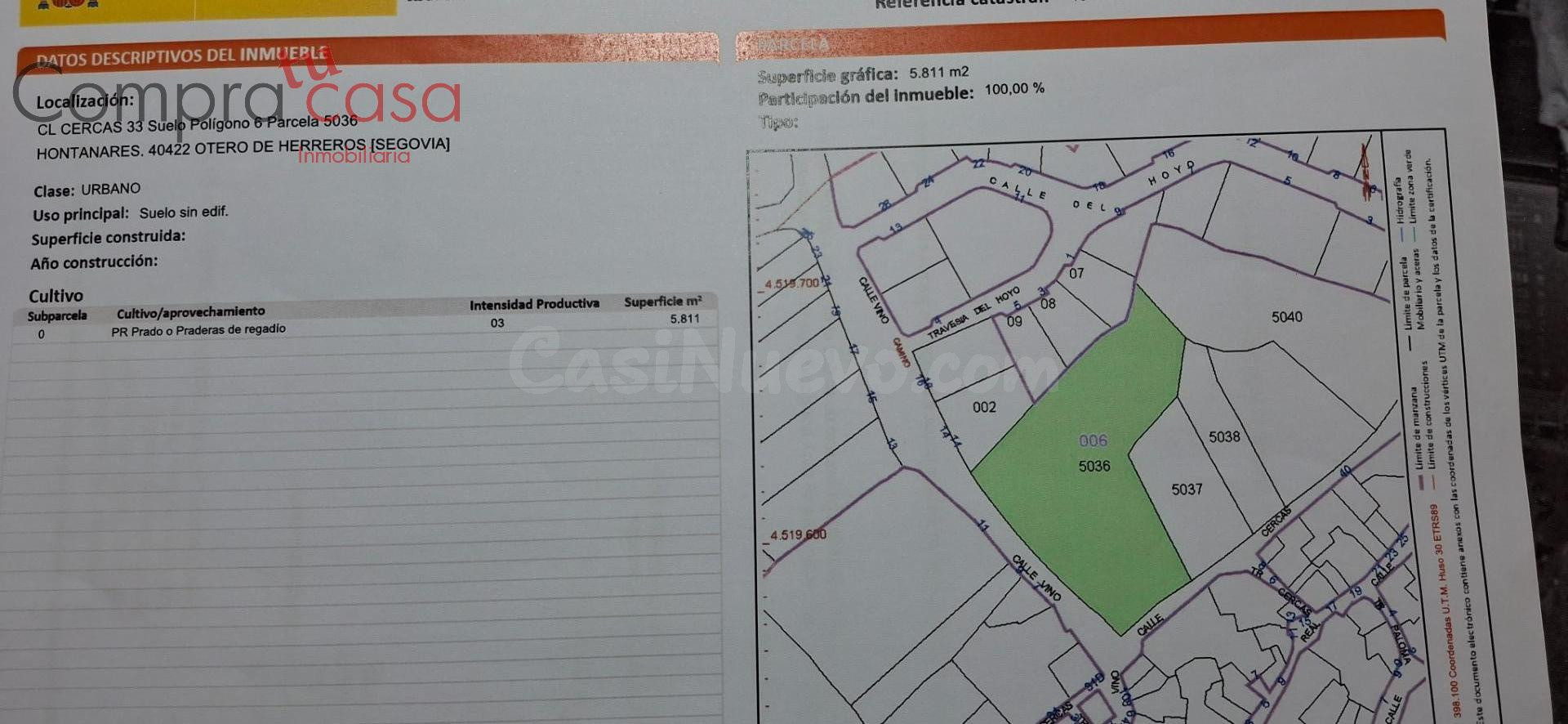 VENTA EN EXCLUSIVA.-.PARCELA URBANA.-.OTERO DE HERREROS.