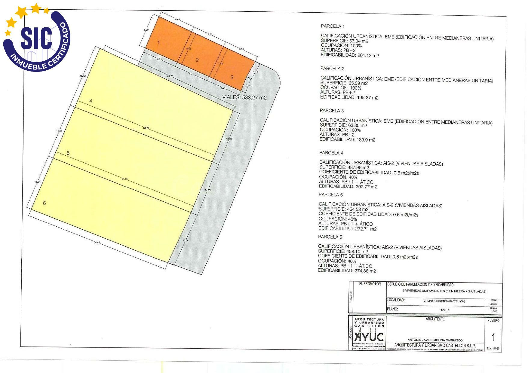 !!!Tu oportunidad para construir o para invertir en 6 parcelas  de hasta 487 m2 y con edificabidad de 292m2 en un terreno de 2.129 m2!!! Excepcional parcela urbana(para subparcelar y urbanizar)