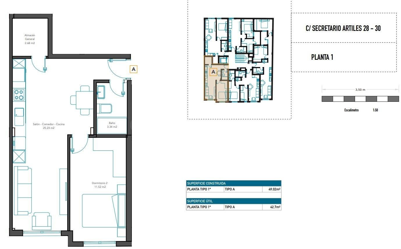 Piso 2 habitaciones 47m² en venta - Santa Catalina - foto 5
