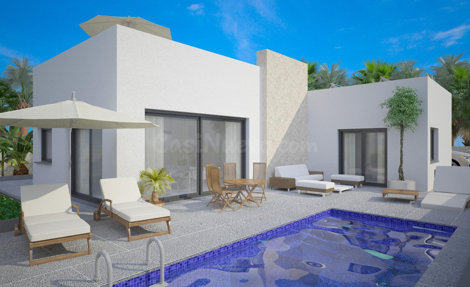 VILLA MODERNA EN UNA SOLA PLANTA DE 3 DORMITORIOS CON PISCIN