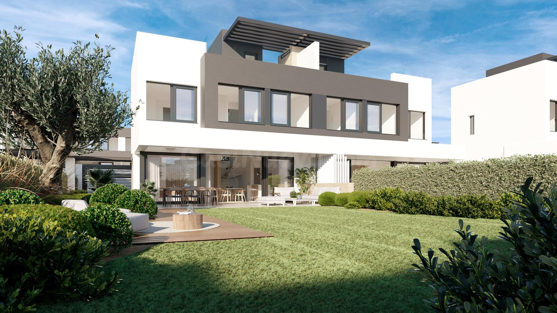 Villa Pareada de 3 dormitorios y 3 baños con jardín, sótano 