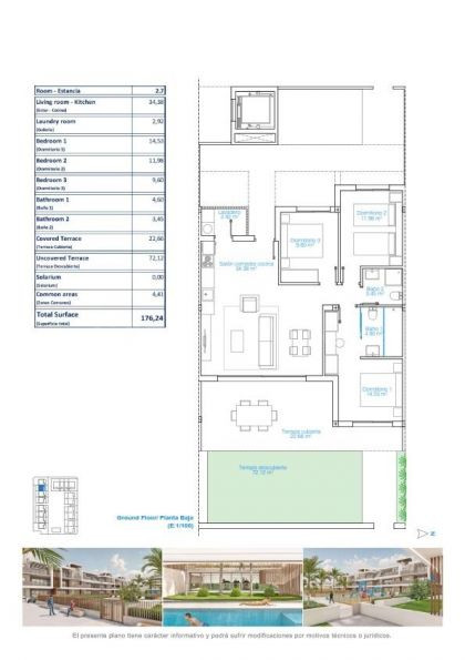 Planta baja 3 habitaciones 176m² en venta - La Torre de la H - foto 5