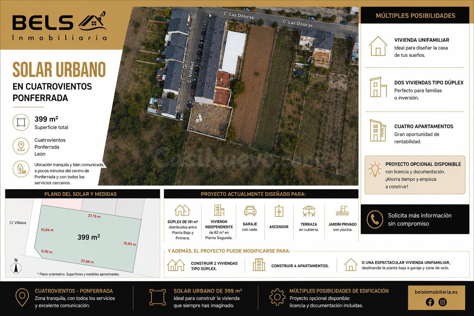 EXCLUSIVO SOLAR EN CUATROVIENTOS | 414 m2 CON MÚLTIPLES POSIBILIDADES DE EDIFICACIÓN