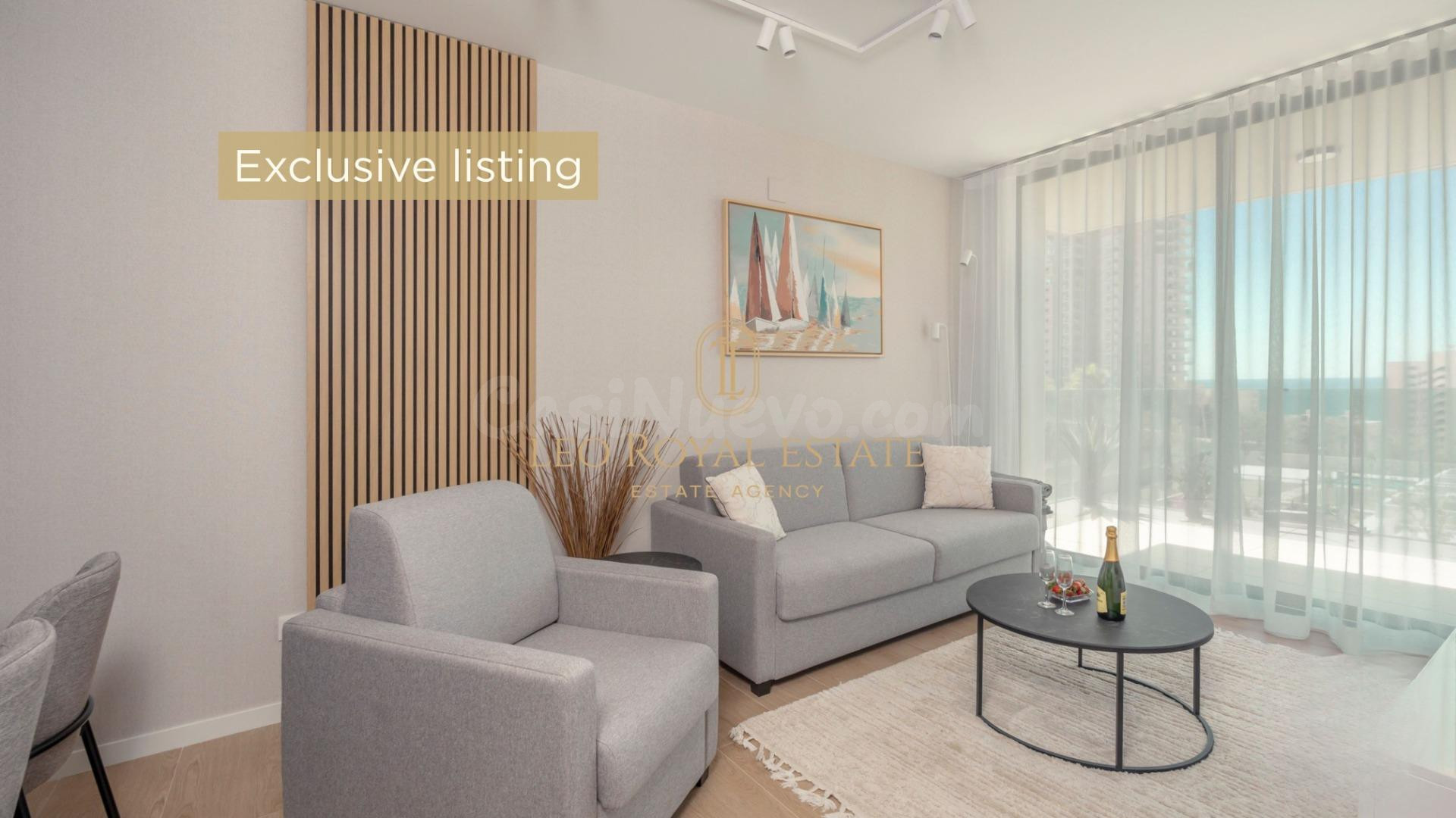 Apartamento de 1 dormitorio con vistas al mar en Torre Sakura, Benidorm.