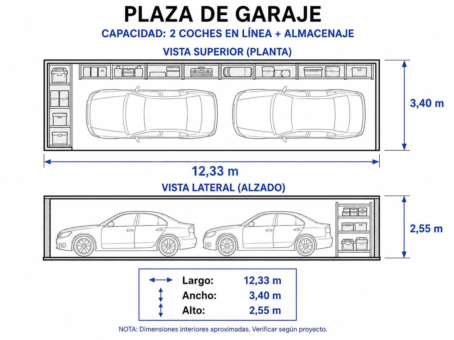 PLAZA DE GARAJE DOBLE EN LÍNEA CON ZONA DE ALMACENAJE