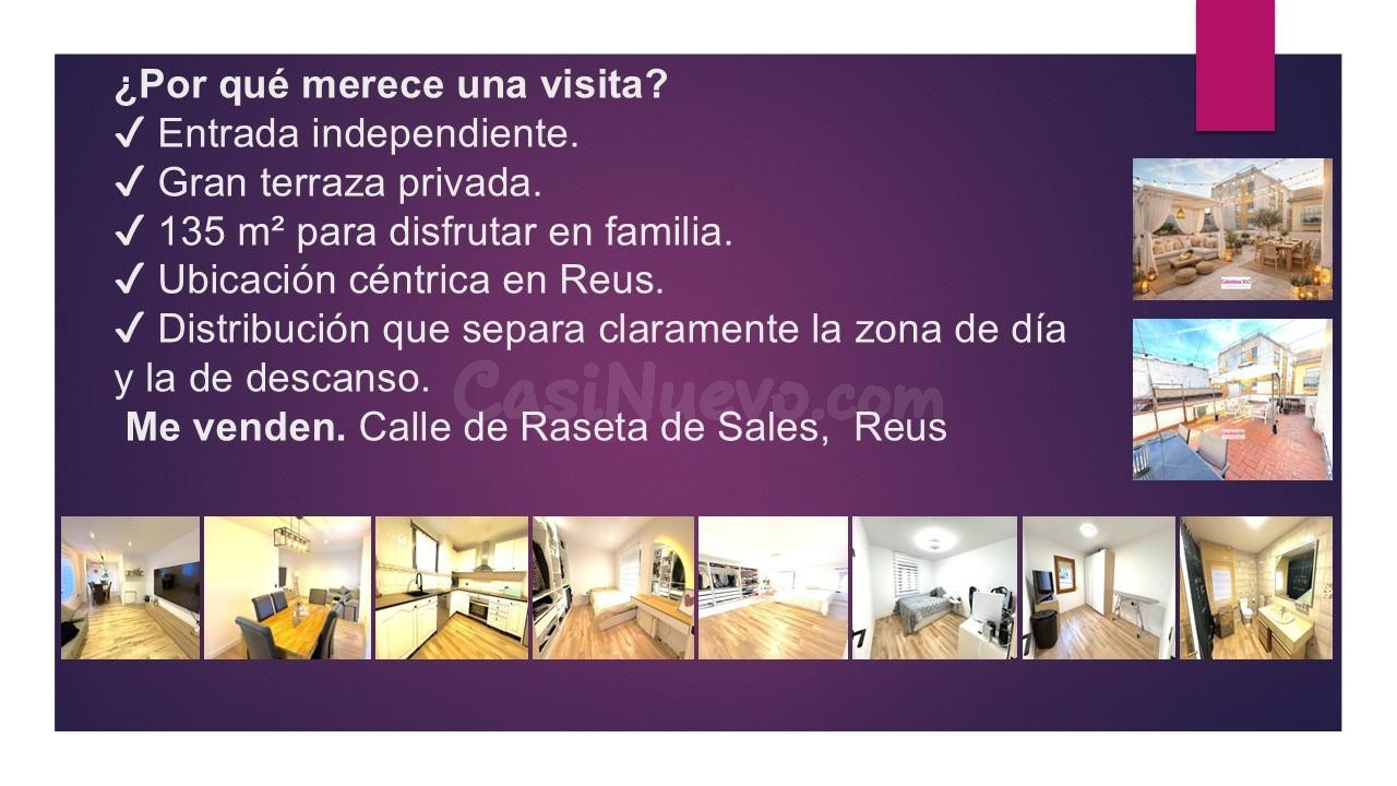Exclusiva vivienda de 135 m2 con terraza privada en pleno centro de Reus y entrada independiente.