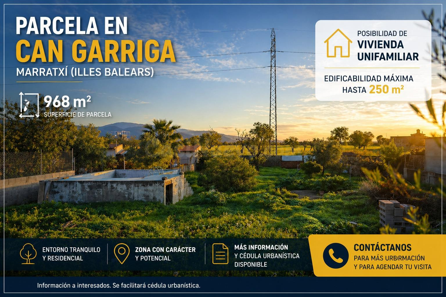 Parcela de 968 m2 en Can Garriga (Marratxí) – Núcleo rural